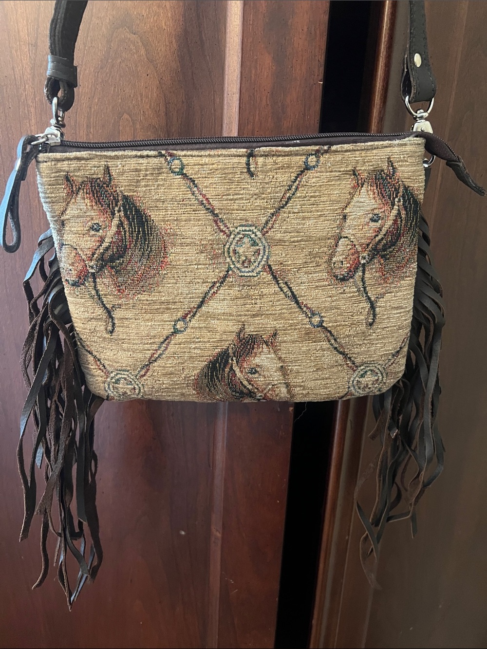 AMERICAN WEST Fringed Horses Handbag